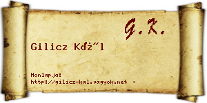 Gilicz Kál névjegykártya